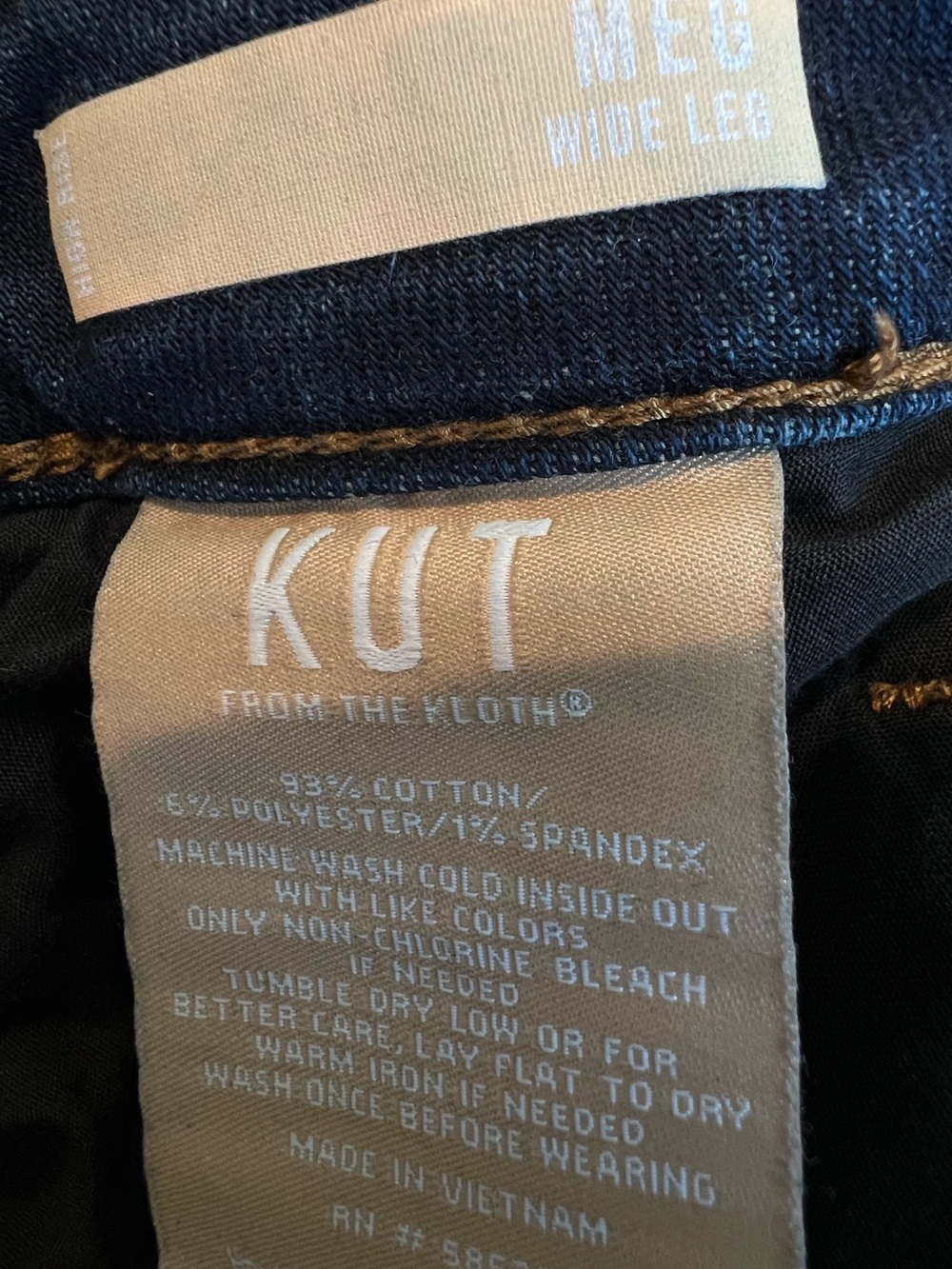 KUT From the Kloth Wide Leg Meg Jean High Rise Button Patch Pocket 8 Dark Rinse - Picture 12 of 12